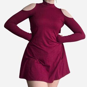 Burgundy Planet Gold cold shoulder dress